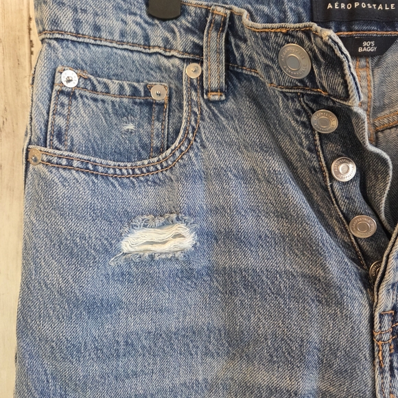 Aeropostale Distressed 90's Baggy Jeans - Blue - Picture 4 of 7